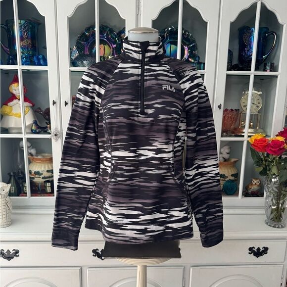 FILA Pullover 1/4 Zip Sportswear Size Small Black Gray Purple - Picture 1 of 10